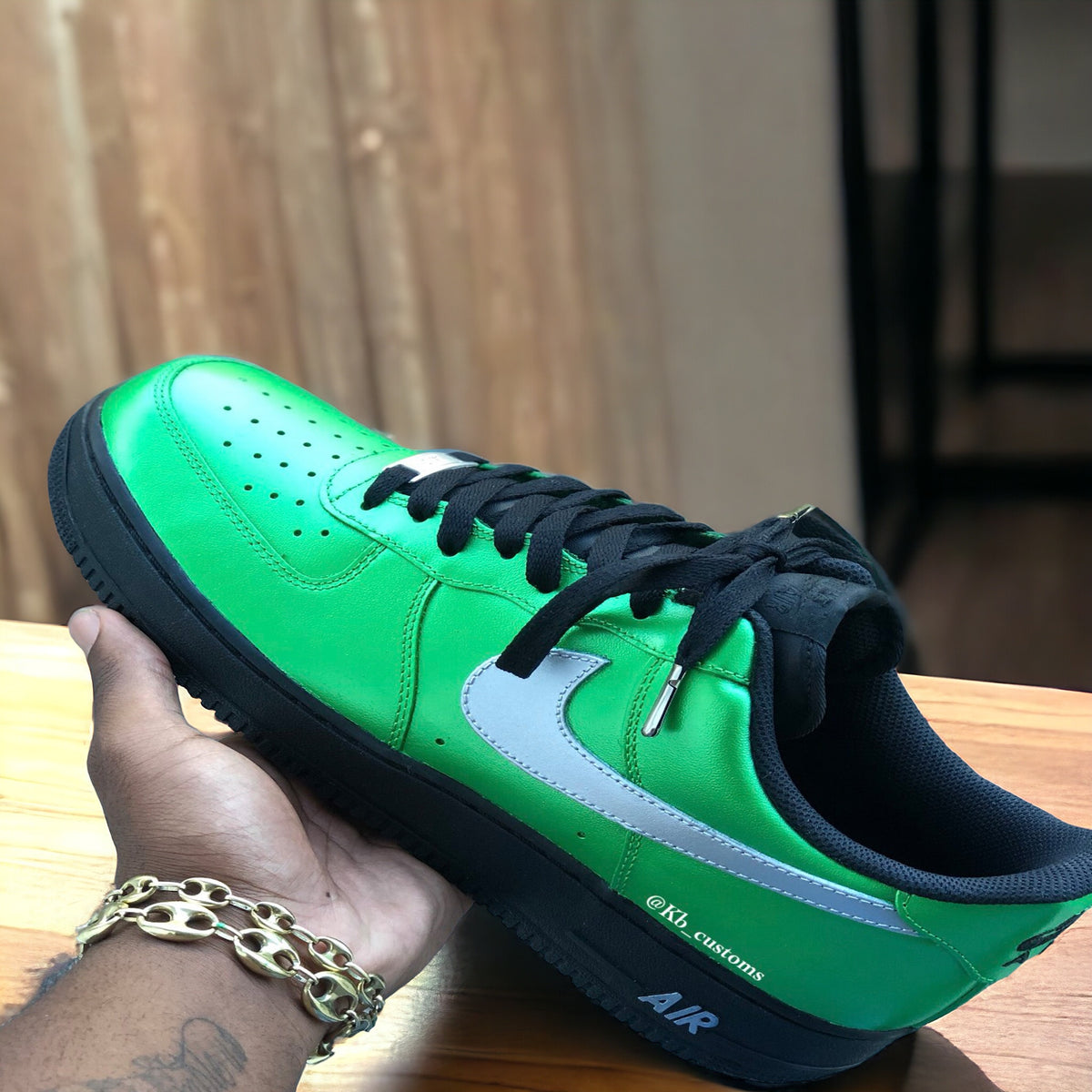 Custom Green and Black Air Force 1s - Kiaun's Customs LLC