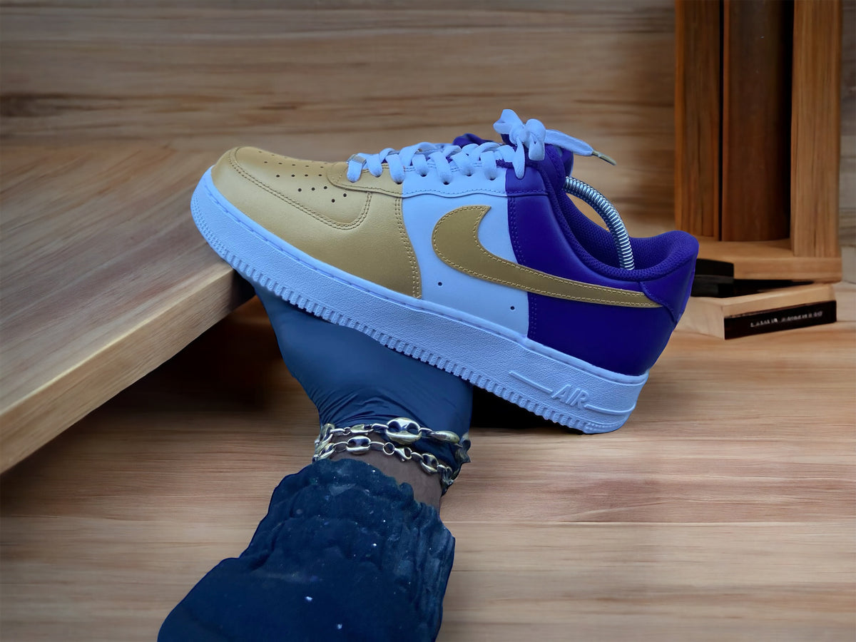 Custom Gold and Purple  Af1s - Kiauns Customs LLC