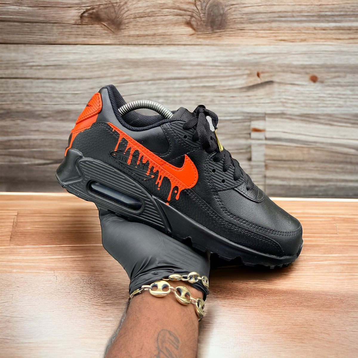 Custom Black and Orange Airmax Drip. - Kiaun's Customs LLC
