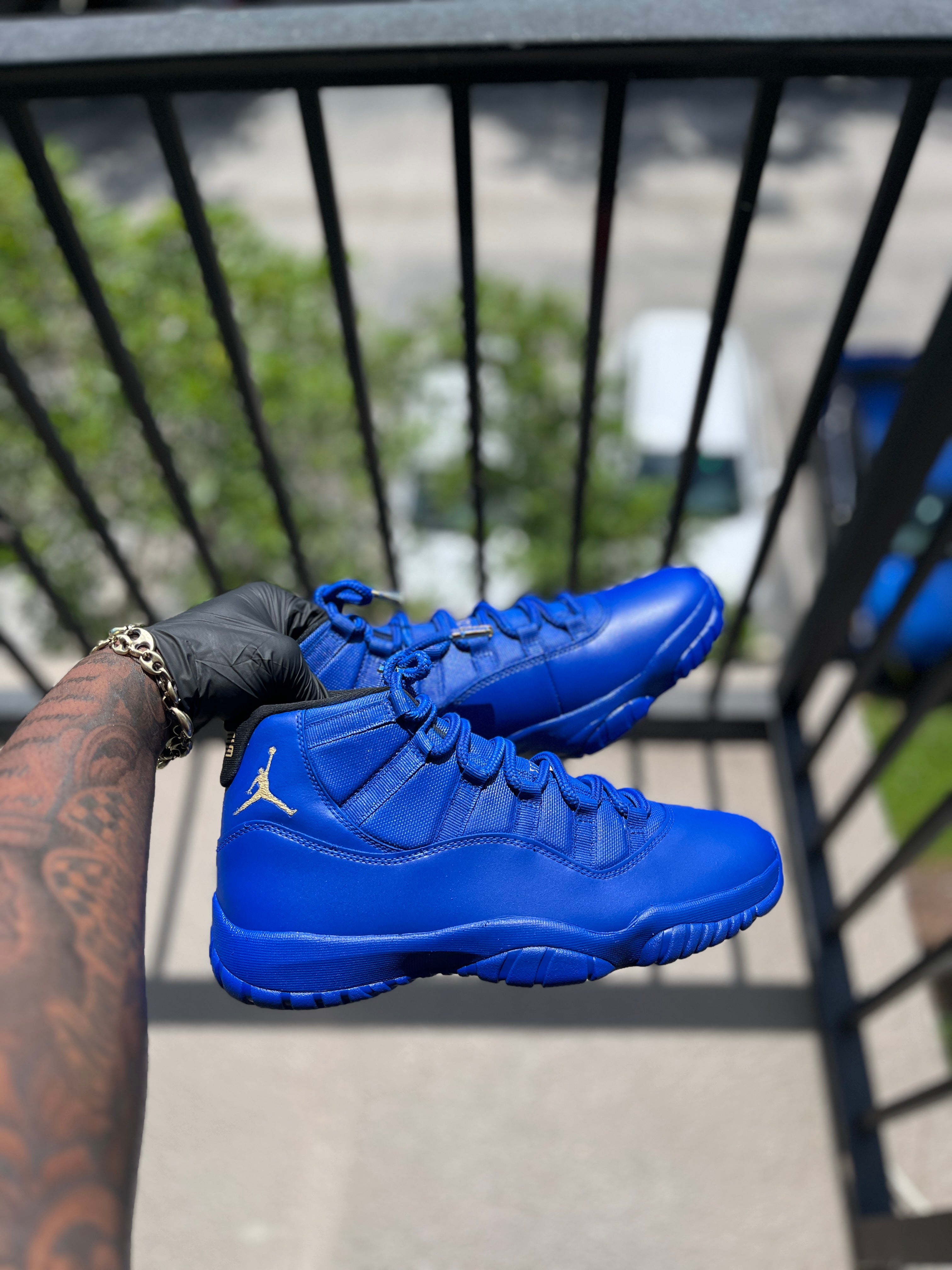 custom blue jordans