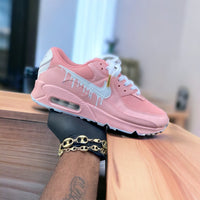 Custom Pink and White Drip Airmax 90 - Kiaun's Customs LLC