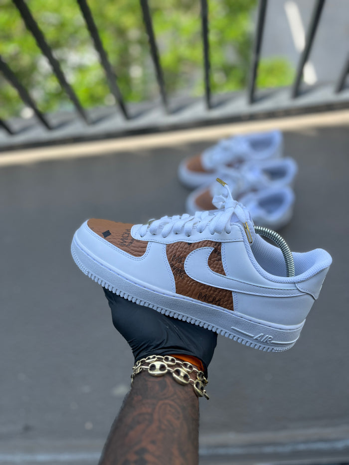 Custom Nike Air force 1s Mcm themed - Kiauns Customs LLC