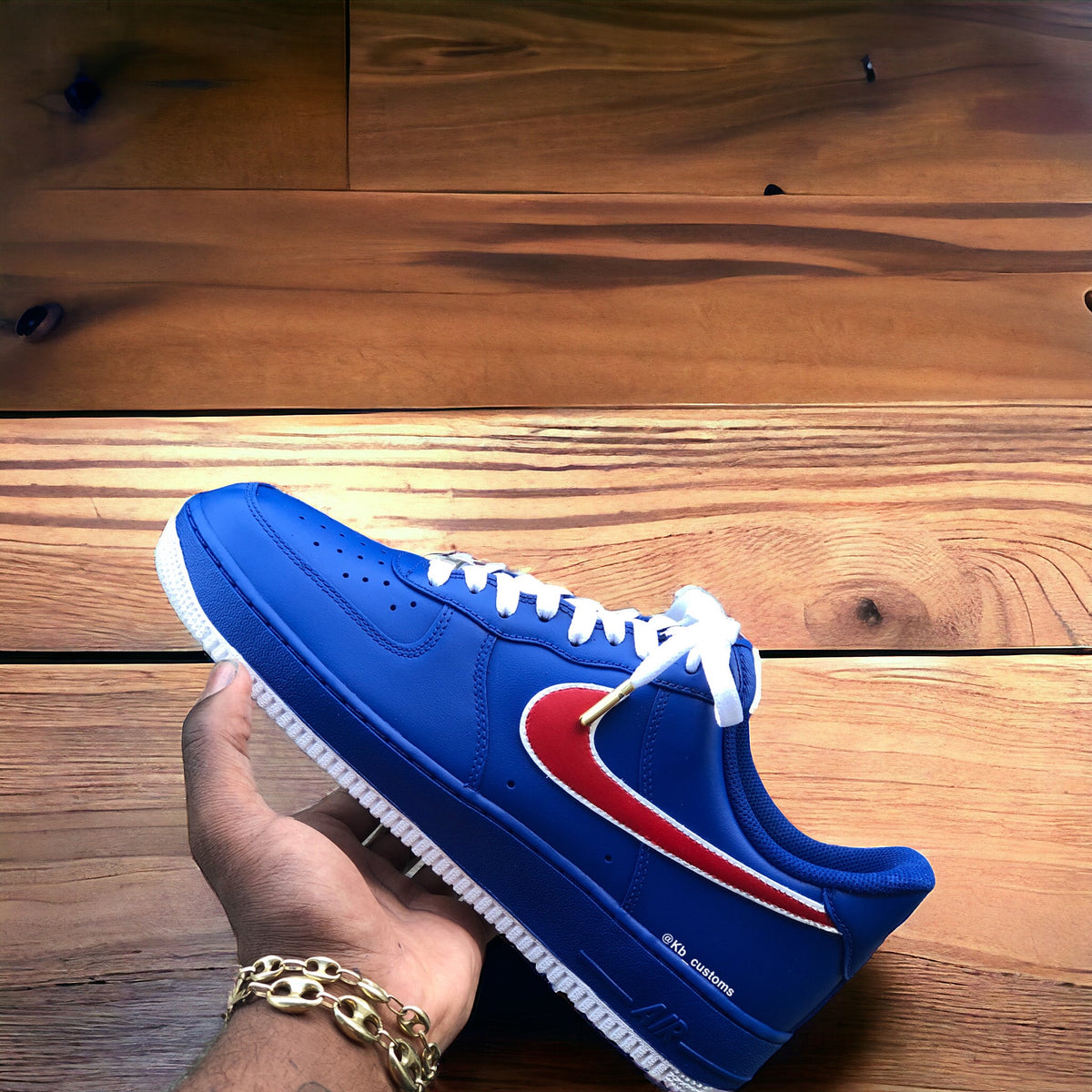 Custom Blue and Red Air Force 1s - Kiaun's Customs LLC