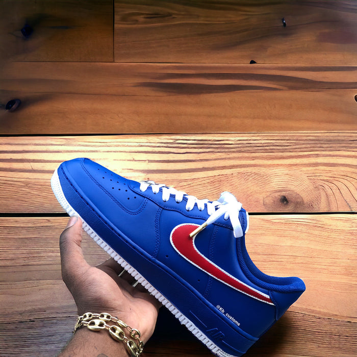 Custom Blue and Red Air Force 1s - Kiaun's Customs LLC