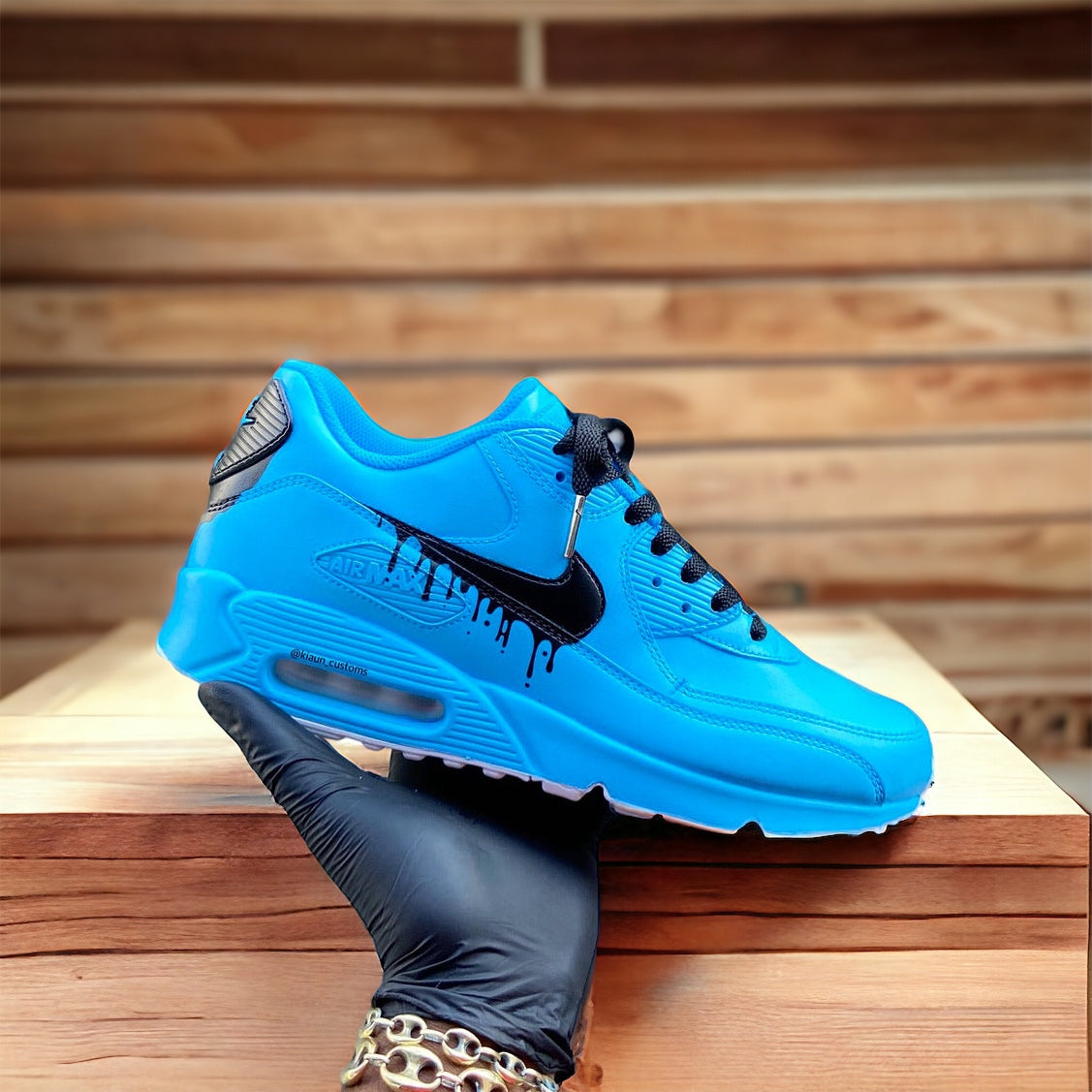 Custom Baby Blue Drip Airmax 90 - Kiaun's Customs LLC