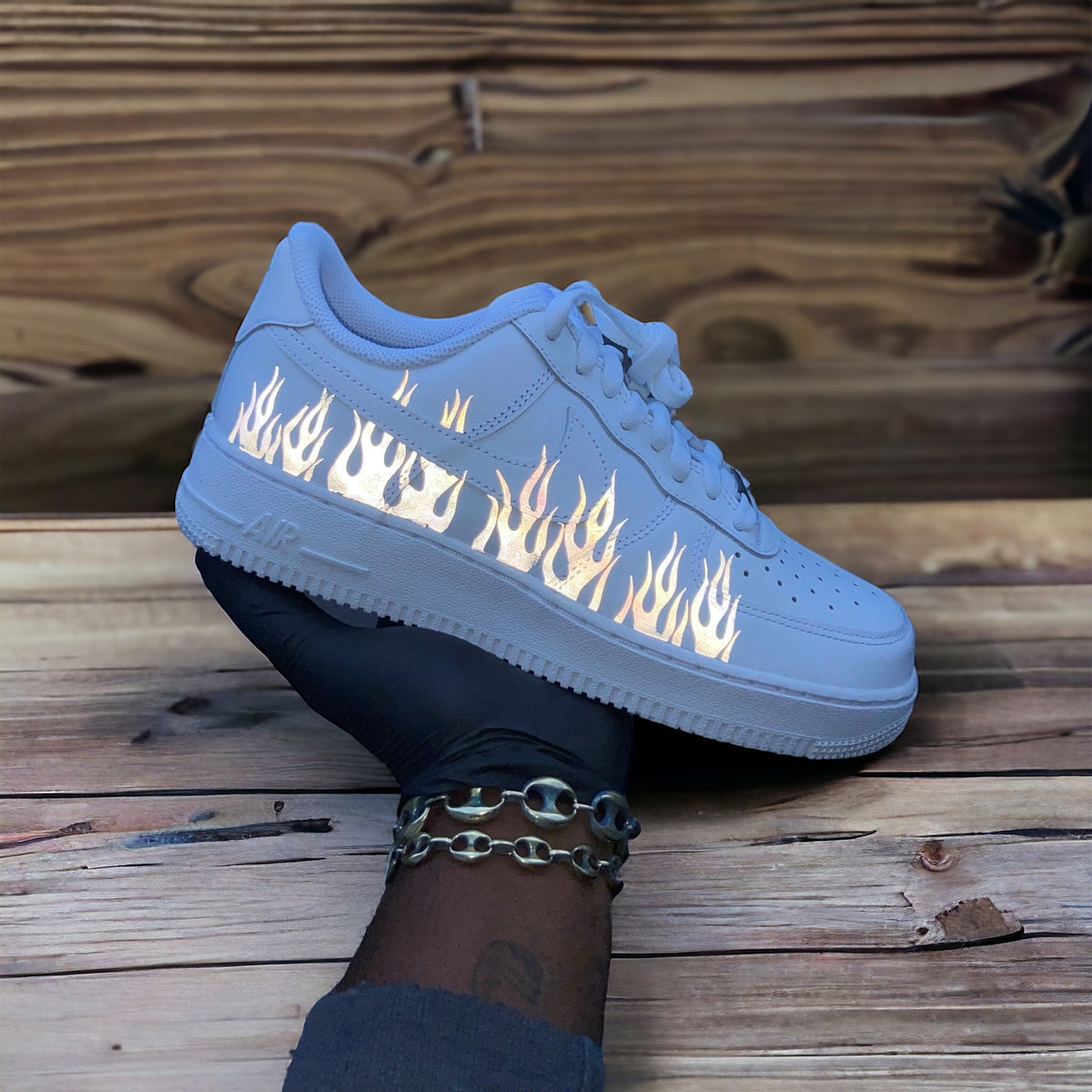 Custom "Reflective Flames "Air Force 1s - Kiaun's Customs LLC