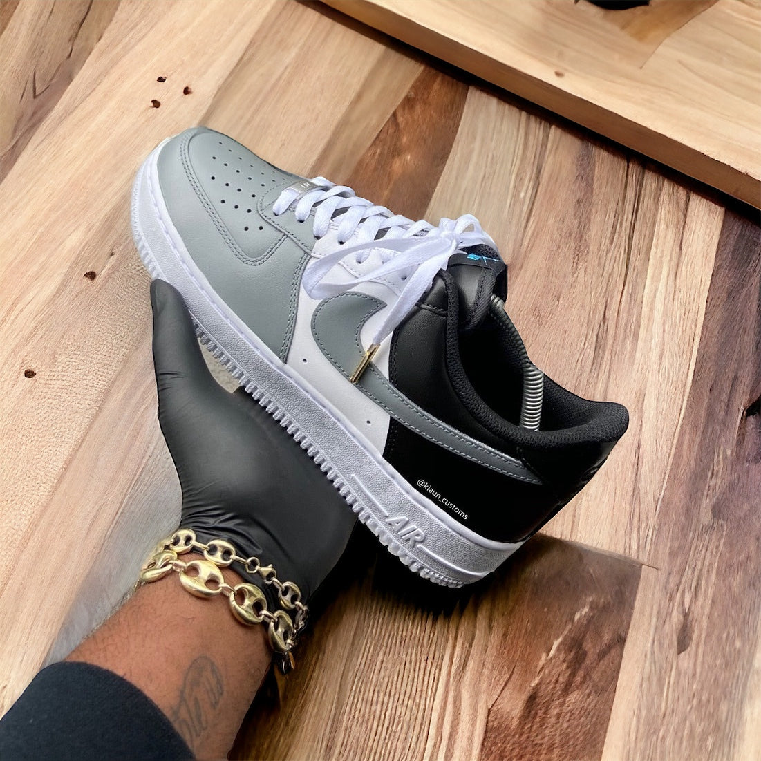 Custom Grey and black Air Force 1s - Kiaun's Customs LLC
