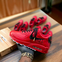 Custom Red and Black Drip Airmax 90 - Kiaun's Customs LLC
