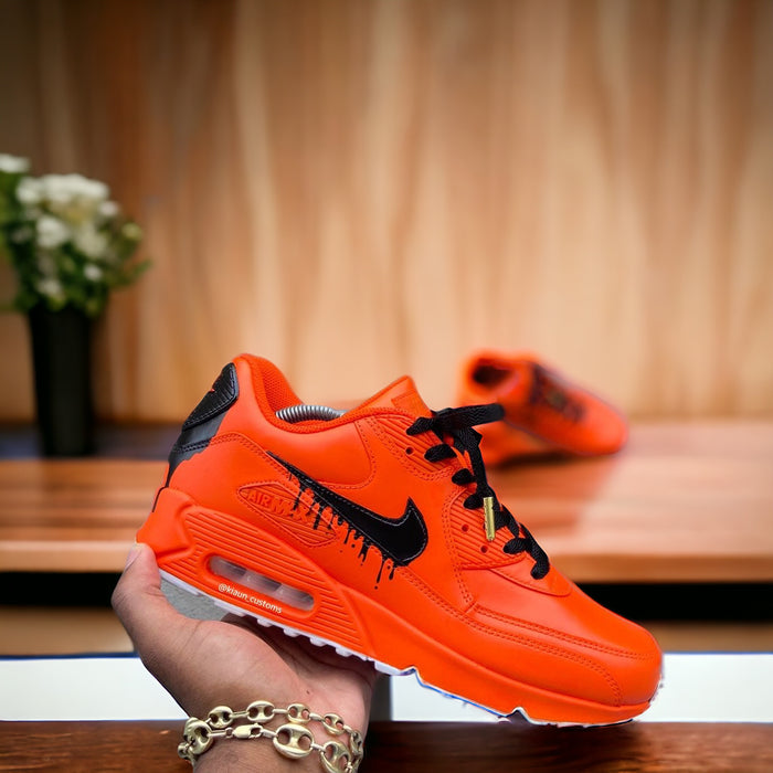 Custom Orange Drip Airmax 90 - Kiaun's Customs LLC