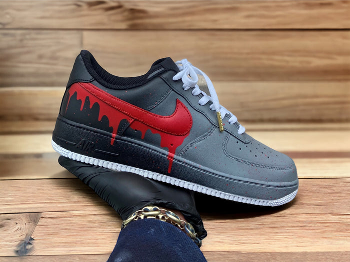 Custom Grey and Black Drip Af1 - Kiauns Customs LLC