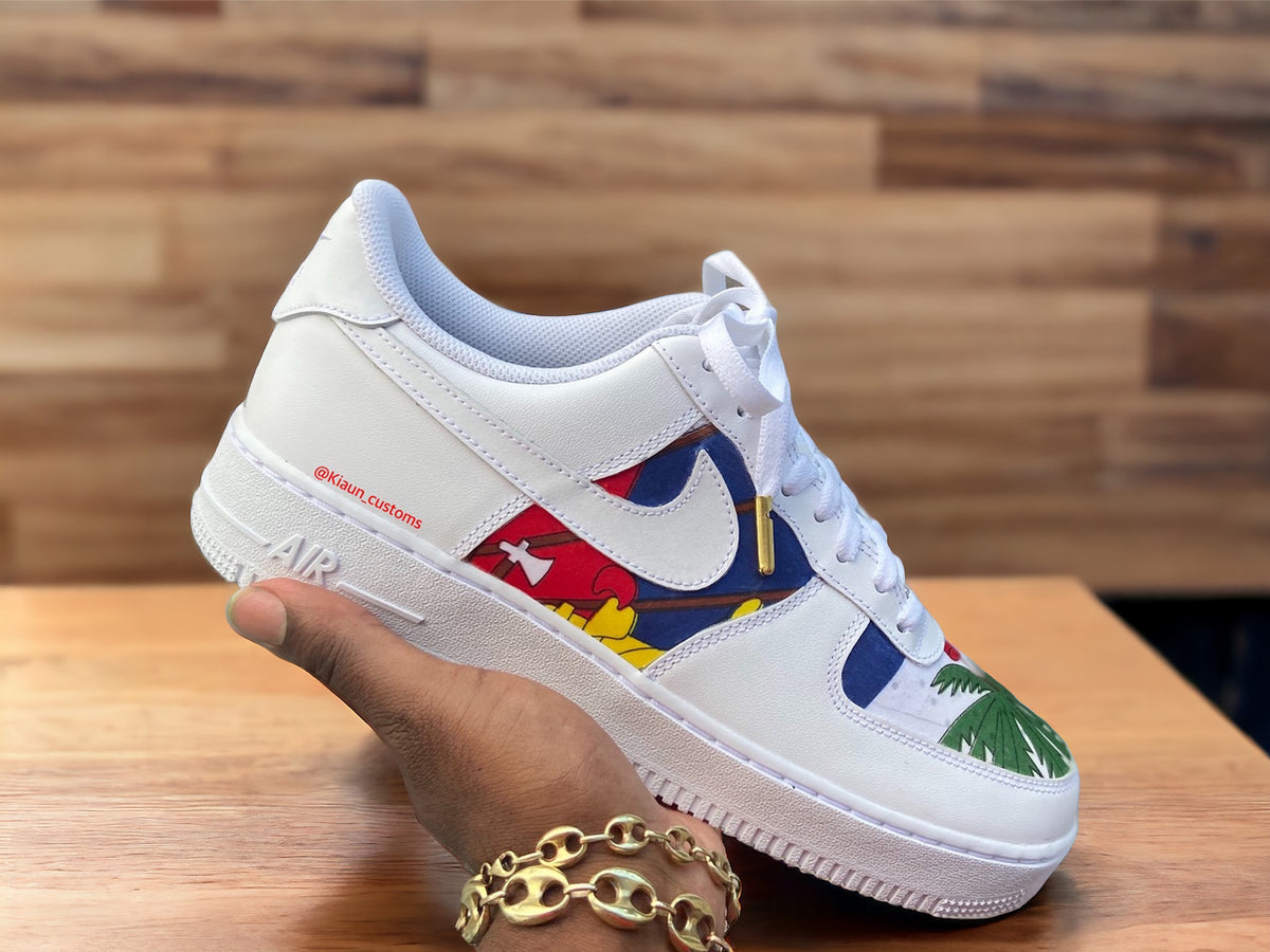 Custom Haitian Themed Air Force 1s - Kiauns Customs LLC