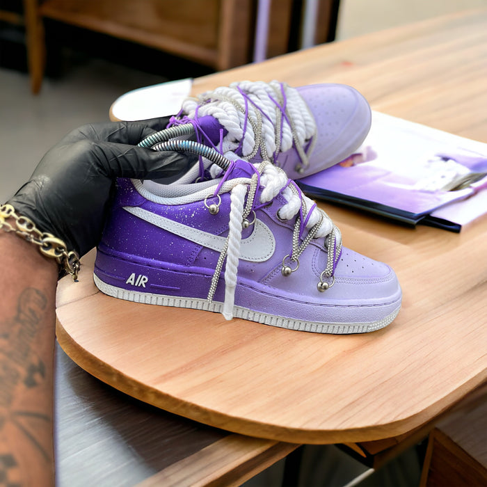 Custom Purple and White Air Force 1s - Kiaun's Customs LLC