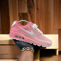 Custom Pink and White Airmax 90 - Kiaun's Customs LLC