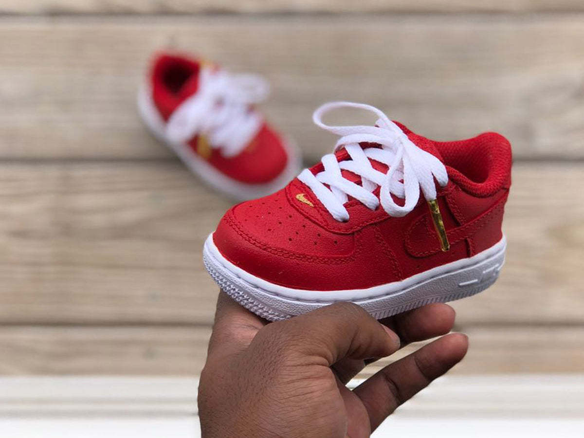 Custom Red and White Nike Af1s - Kiaun's Customs