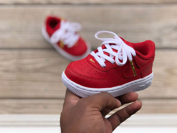 Custom Red and White Nike Af1s - Kiaun's Customs