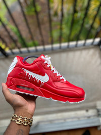 Custom Red and White Drip Airmax 90. - Kiaun's Customs