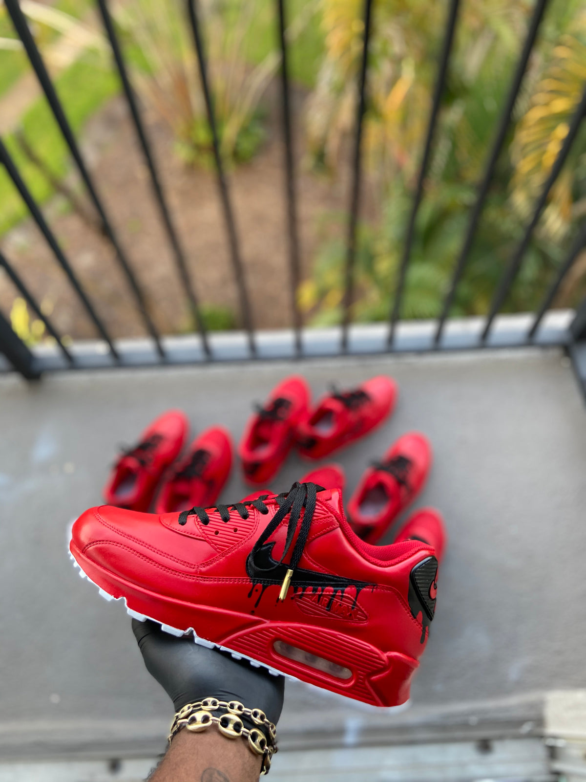 Custom Red and Black Drip Airmax 90 - Kiaun's Customs