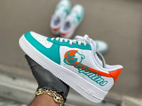 Custom Miami Dolphin Themed Air Force 1s - Kiaun's Customs LLC