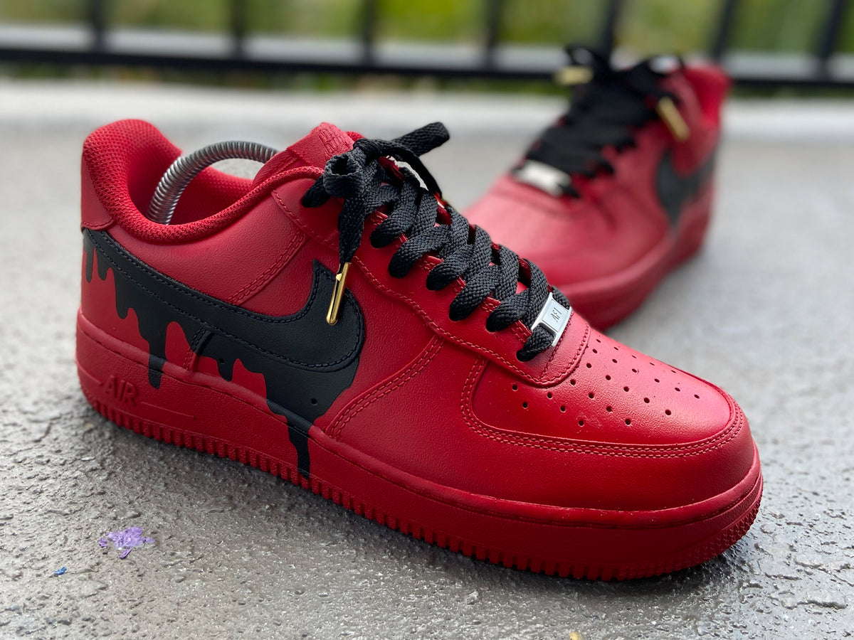 Custom Red Drip Air Force 1s. - Kiaun's Customs LLC