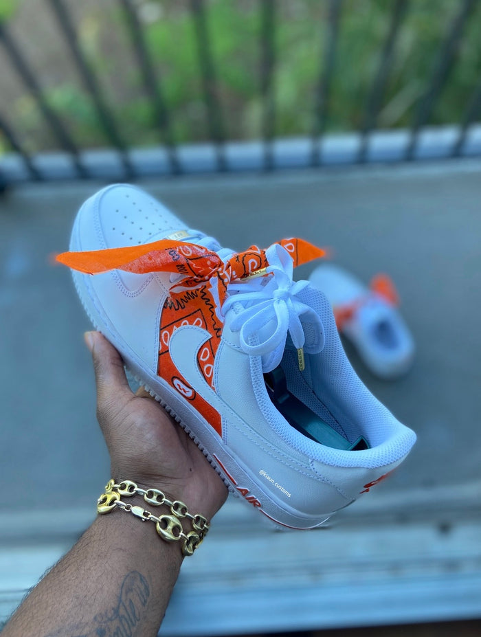 Custom Orange Bandana Air Force 1s - Kiaun's Customs
