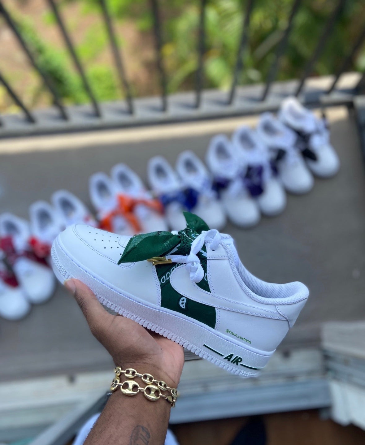 Custom Green Bandana Air Force 1s. - Kiaun's Customs