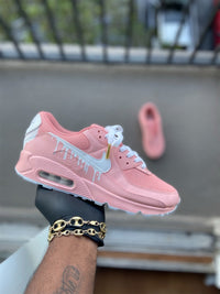 Custom Pink and White Drip Airmax 90 - Kiaun's Customs