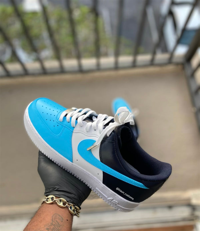 Custom Baby Blue and Navy Air force 1s - Kiaun's Customs