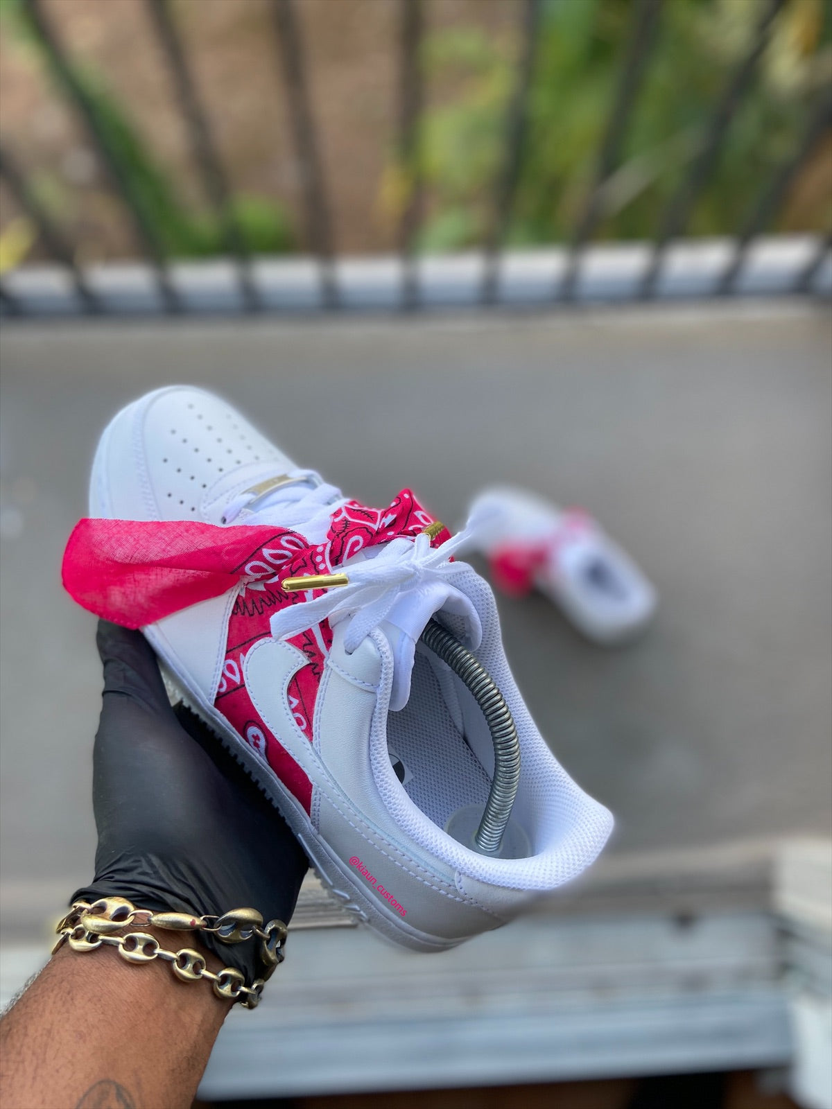Custom Hot Pink Bandana Air Force 1s - Kiaun's Customs