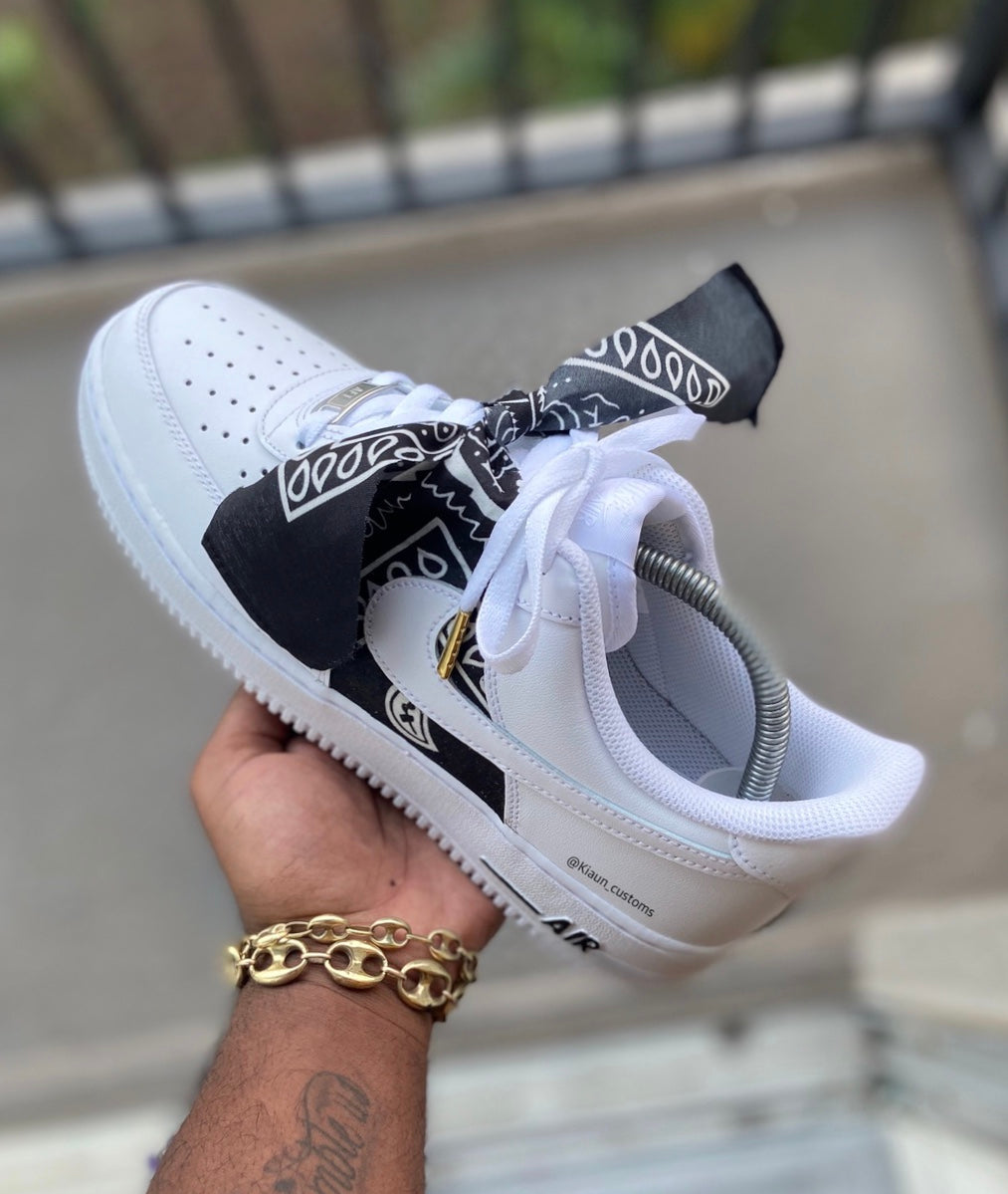 Custom Black Bandana Air Force 1s - Kiaun's Customs