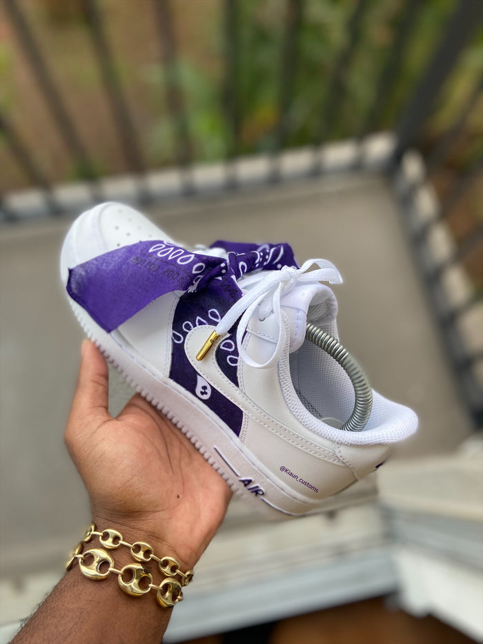 Custom Purple Bandana Air Force 1s - Kiaun's Customs