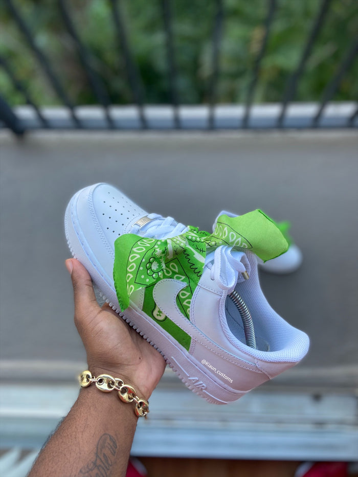 Custom Green Bandana Air Force 1s. - Kiaun's Customs