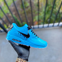 Custom Baby Blue Drip Airmax 90 - Kiaun's Customs