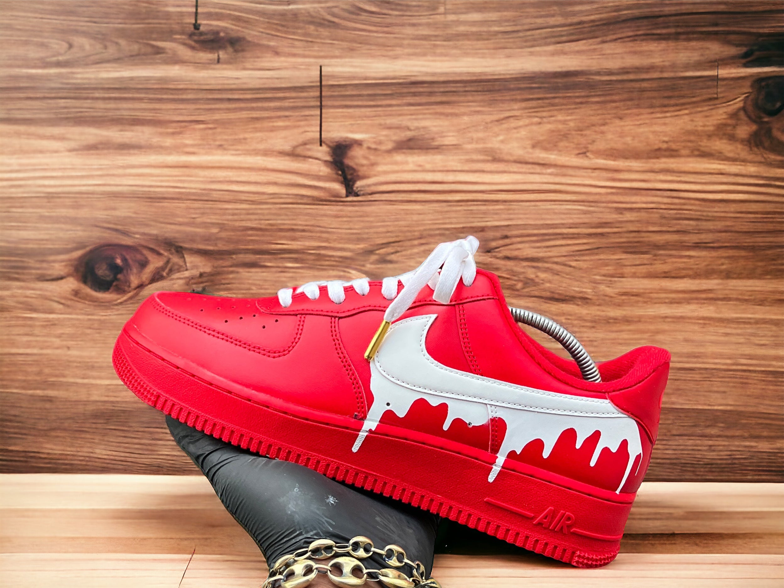 Custom Red and White Drip AF1s Kiauns Customs LLC