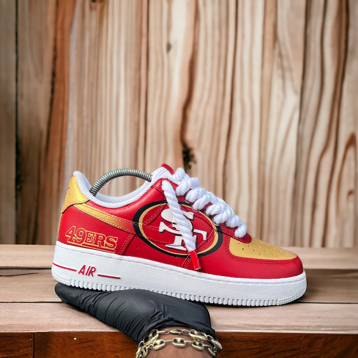 Custom Nike Air Force 1s San Fransico 49ers themed sneakers - Kiaun's Customs LLC