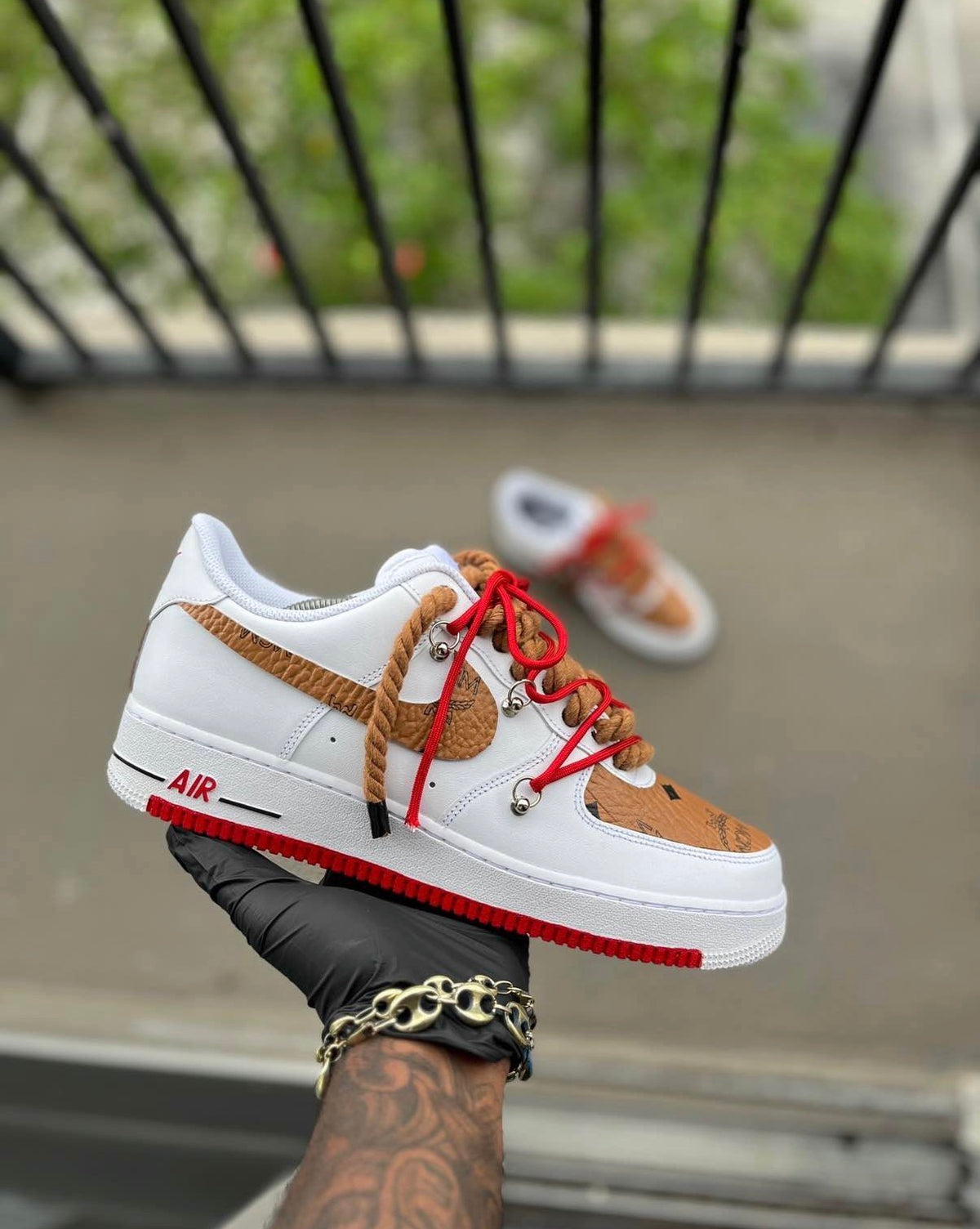 Custom Nike Air force 1s Mcm themed Kiaun's Customs
