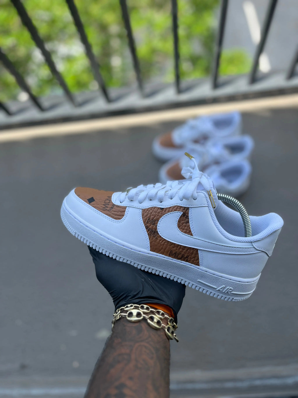 Custom Nike Air force 1s Mcm themed | Kiauns Customs LLC