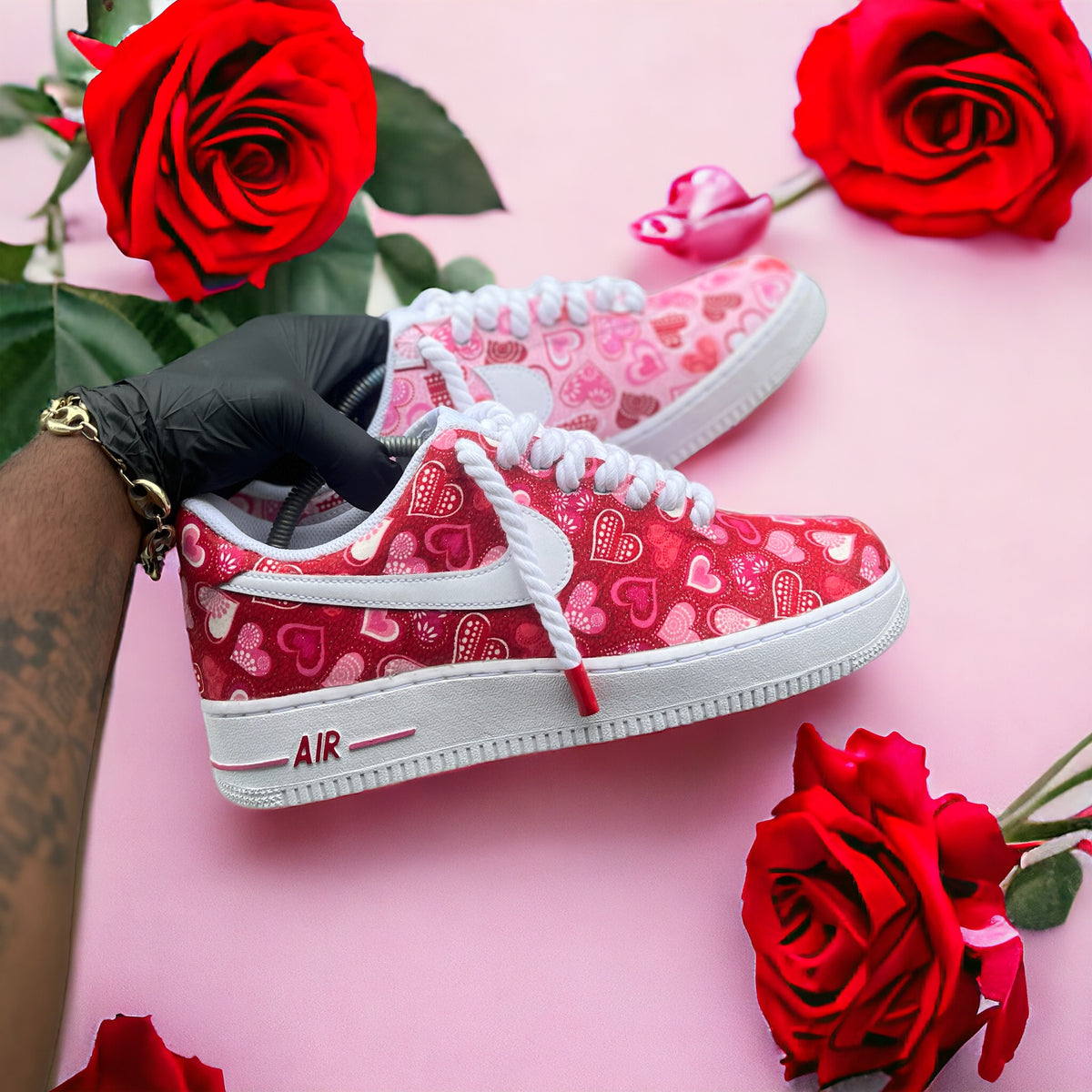 Limited Edition Heart-Themed Nike Air Force 1s for Valentine's Day - Kiaun's Customs LLC