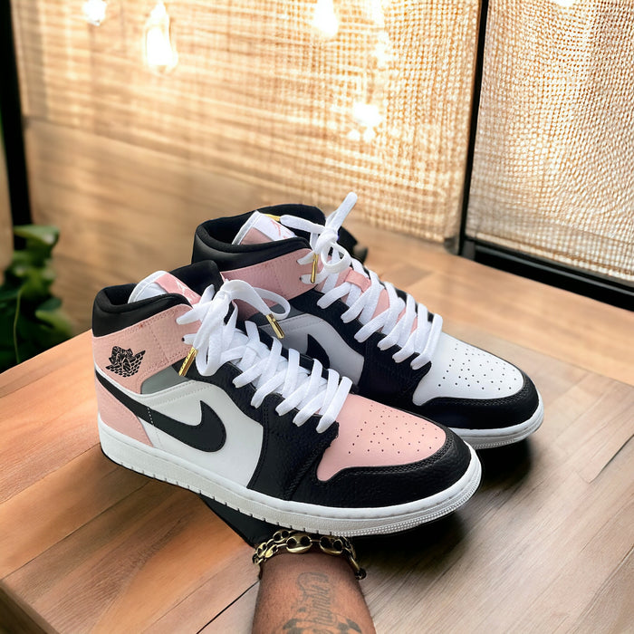 Custom Nike Air Jordan 1 Mid Black and Pink - Kiauns Customs LLC