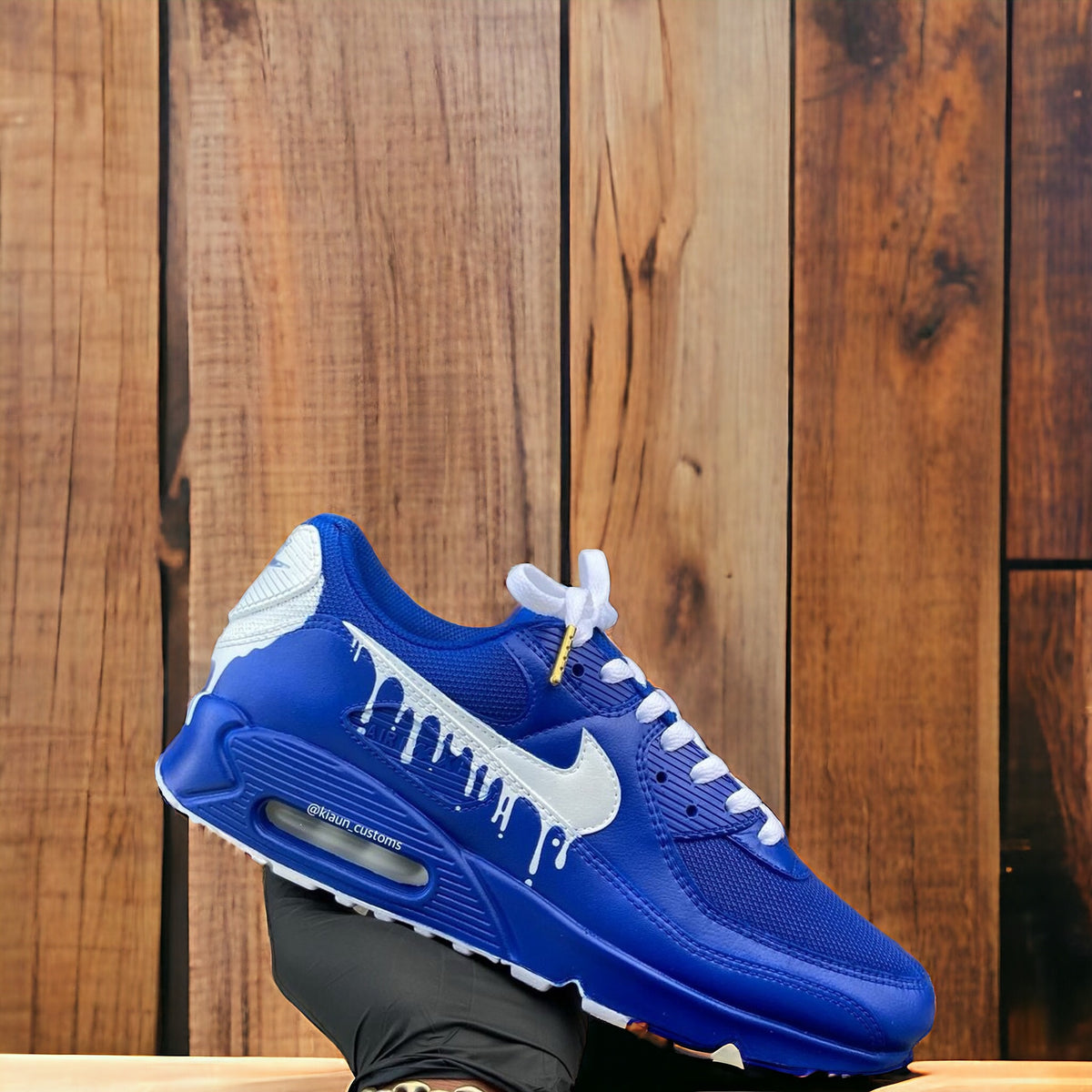 Custom Airmax Blue design with white Drip, Gift for him, Customized shoes, Gift for her, Custom Sneakers, Perfect Birthday Gift - Kiaun's Customs LLC