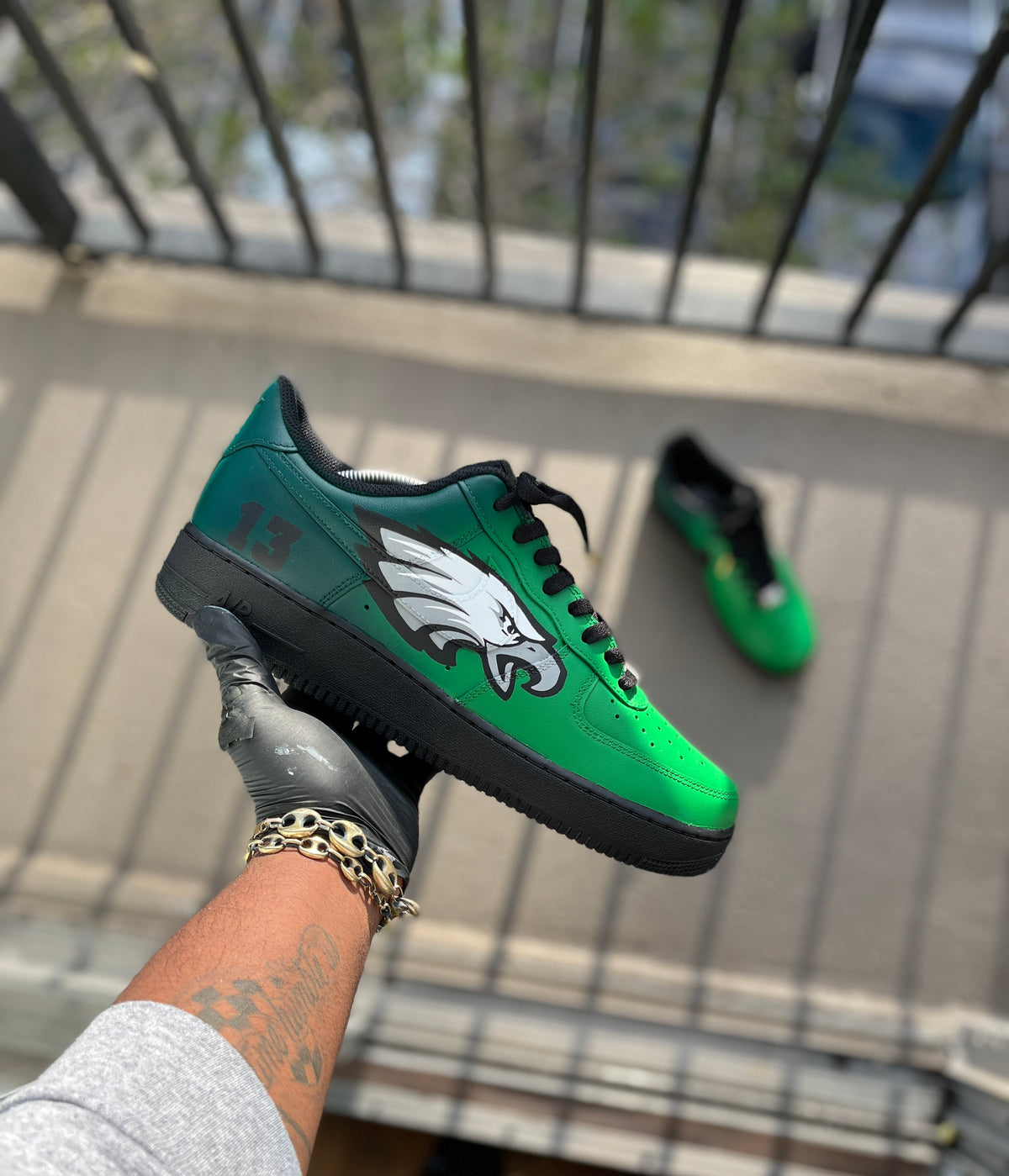 Custom  Philadelphia Eagles themed Air Force 1s