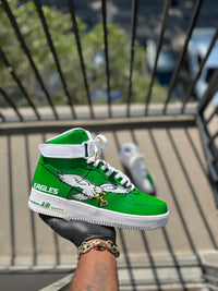Custom Old  Skool Philadelphia Eagles Themed Hightop Nike Air force 1s