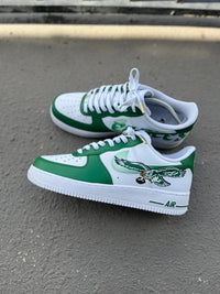 Custom Old  Skool Philadelphia Eagles Themed Nike Air force 1s Kiaun's Customs