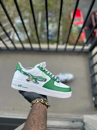Custom Old  Skool Philadelphia Eagles Themed Nike Air force 1s Kiaun's Customs