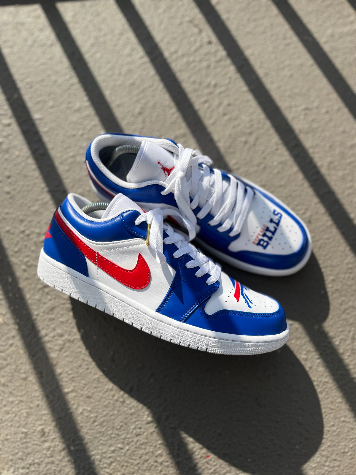 Custom  Buffalo Bills themed Air Jordans 1s