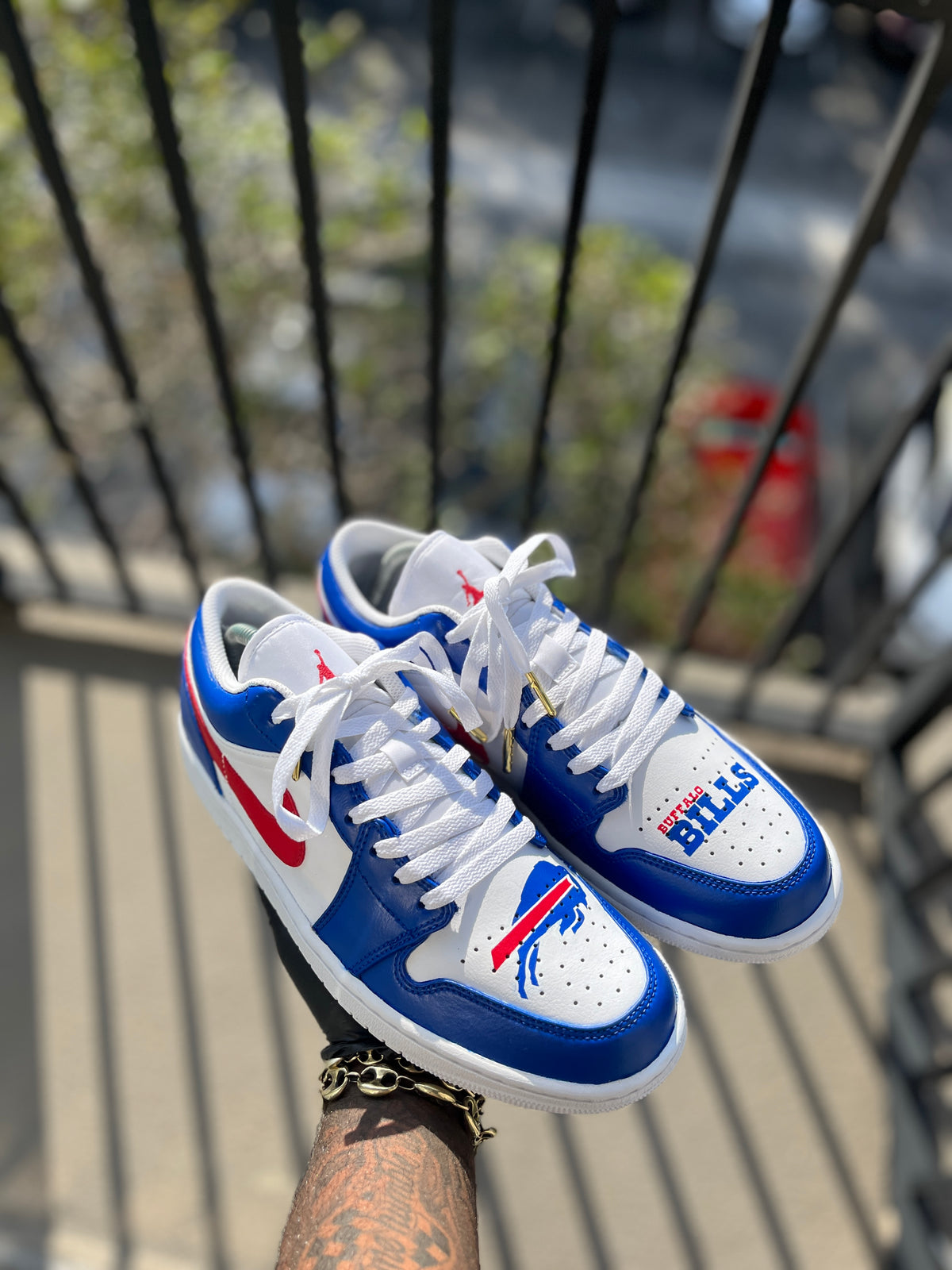 Custom  Buffalo Bills themed Air Jordans 1s