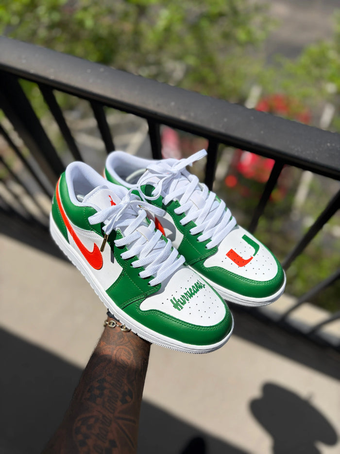 Custom Miami Hurricanes Themed Air Jordan 1s Kiaun's Customs