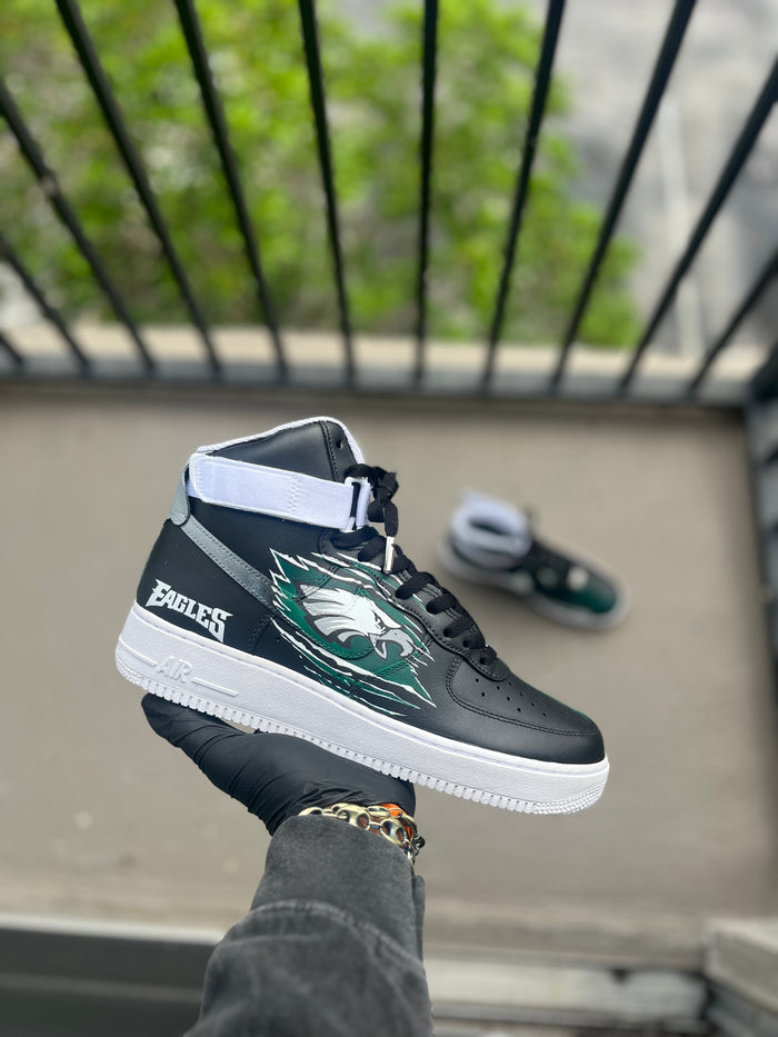 Custom Philadelphia Eagles Themed Hightop Nike Air force 1s