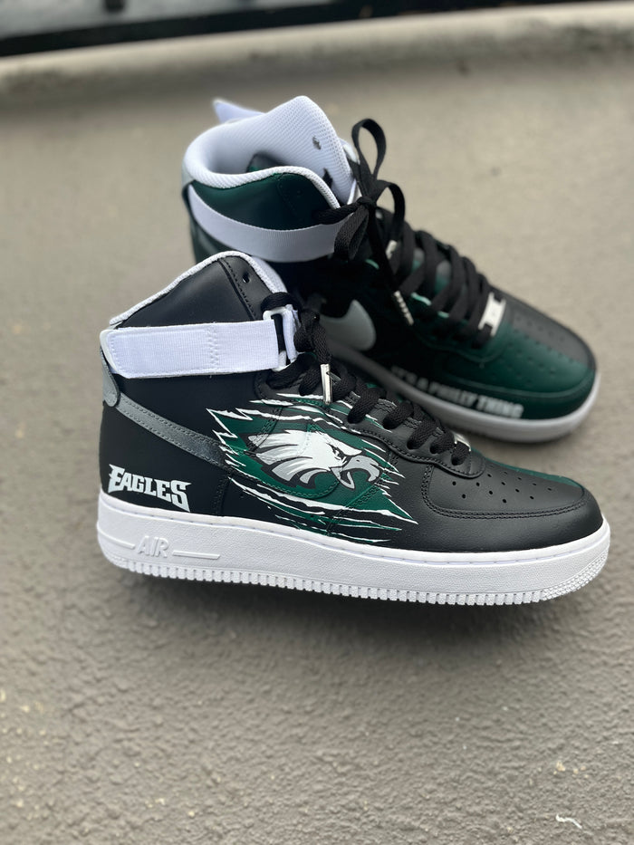 Custom Philadelphia Eagles Themed Hightop Nike Air force 1s
