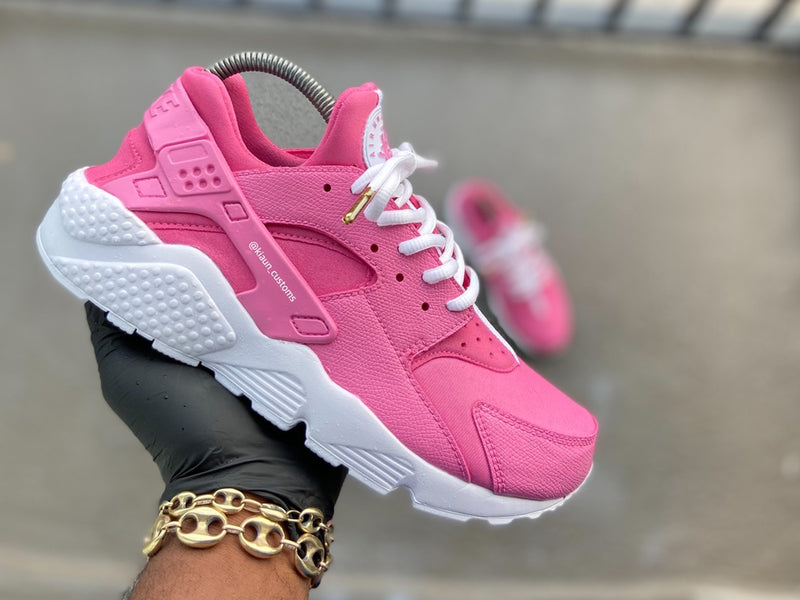 Custom Pink and White Nike Huaraches - Kiaun's Customs LLC
