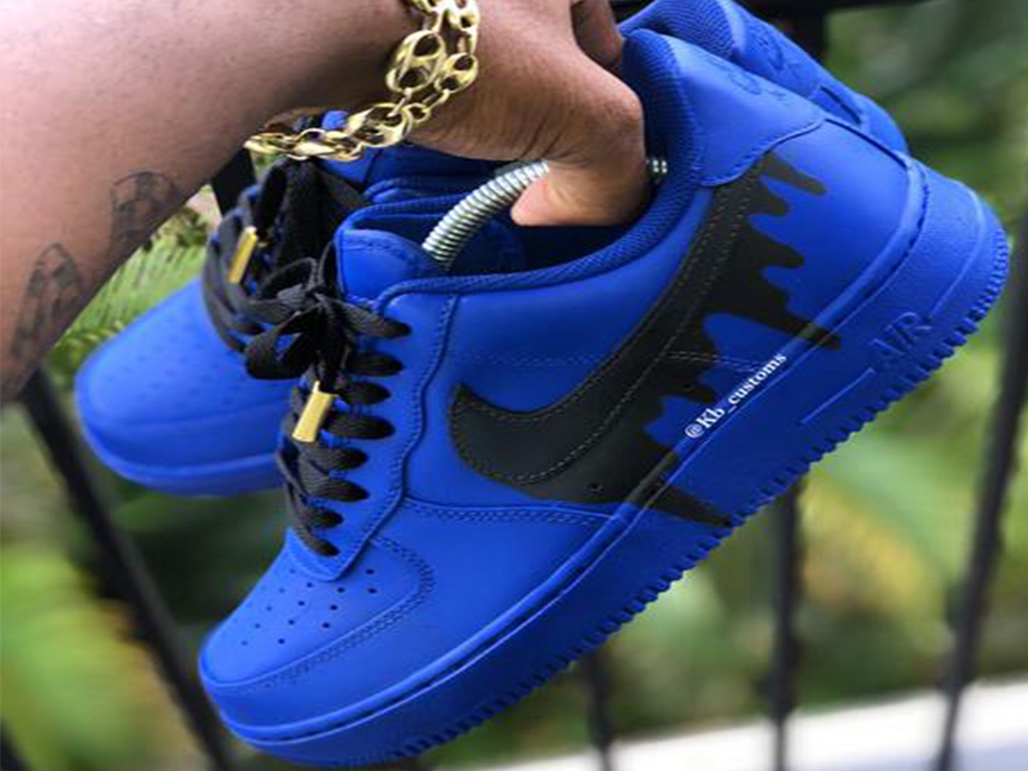 Custom Blue Drip Air Force 1s Kiauns Customs LLC